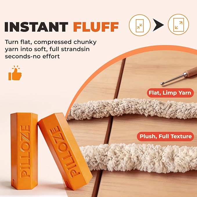 Chunky Yarn Fluffer - Yarn Fluffing Tool for Crochet & Knitting Projects, Compact Portable Yarn Texture Enhancer for DIY Craft Enthusiasts, Orange