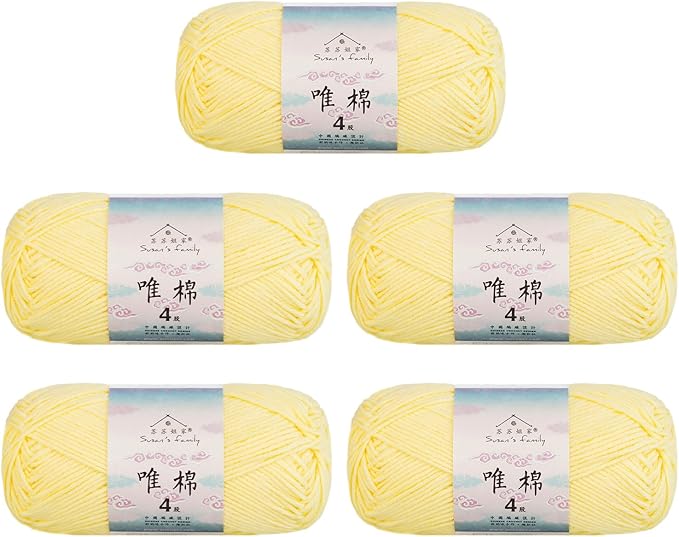 Susan's Family 4 ply 60% Cotton 40% Acrylic Yarn - Soft & Durable - 5 x 50g (1.76oz) - 655 Yards for Knitting & Crocheting - Baby Blankets, Amigurumi, Sweaters & More