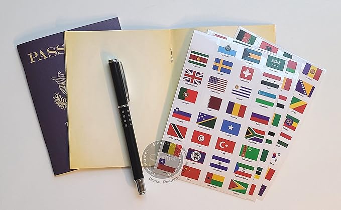 SJPRINTER Blank Passport Notebook | Pretend Passports | School Projects, Party favors, airplane toy, travel journal, geography, classroom social study (6Passports_6SetsFlags)