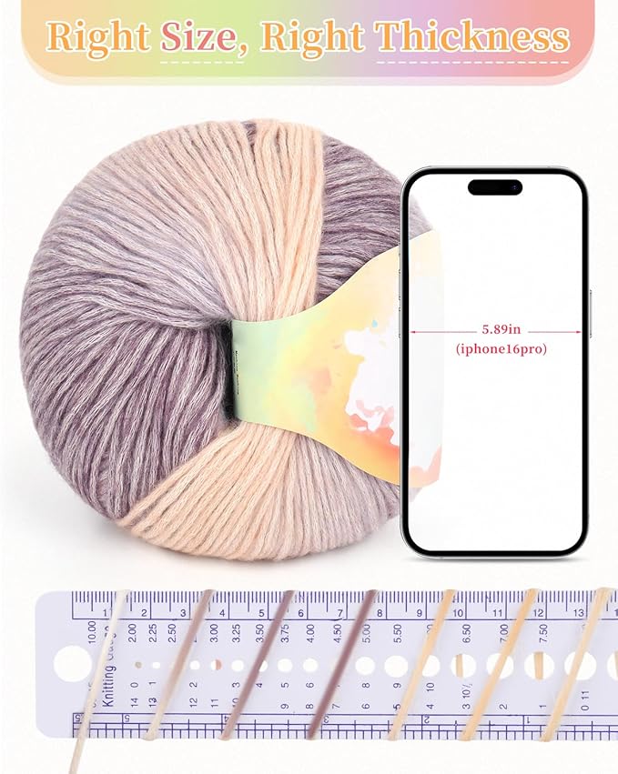 Coopay Yarn for Crocheting Knitting, Gradient Cake Yarns, 2 × 3.53oz - 240yds - 50% Cotton 50% Acrylic Ombre Yarns, Crochet Yarn for Blankets, Shawls, Scarves (113 Camel Bell)