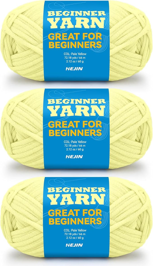 3x60g Pink Yellow Yarn for Crocheting and Knitting;3x66m (72yds) Cotton Yarn for Beginners with Easy-to-See Stitches;Worsted-Weight Medium #4;Cotton-Nylon Blend Yarn for Beginners Crochet Kit Making