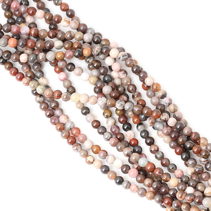 cheavian 60pcs 6mm natural silicified wood jade gemstone round loose beads for jewelry making diy findings 1 strand 15"