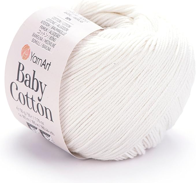 YarnArt Baby Cotton Yarn - Soft Knitting Yarn for Baby & Summer, 50% Cotton 50% Acrylic, 1.76 Oz, 180.44 Yds, Ideal for Amigurumi & Crochet Projects (1, 401)
