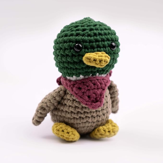 Amigurumi Crochet Kit for Beginners Adults and Kids, Learn to Crochet Kits for Adults Beginner with Easy Yarn, Stuffed Crochet Animal Kit with Step-by-Step Video Tutorials - Dale the Duck