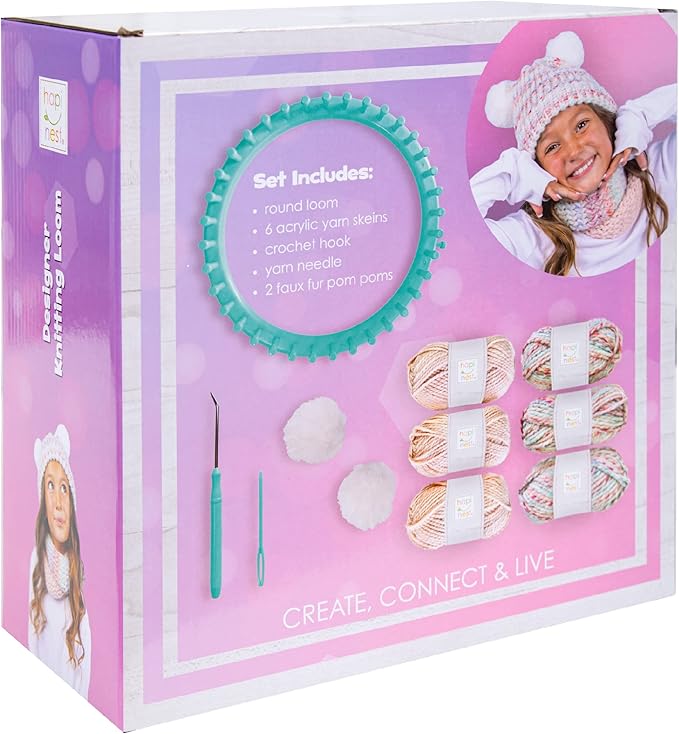 hapinest learn to knit hat and scarf knitting loom kit for kids ages 8-12