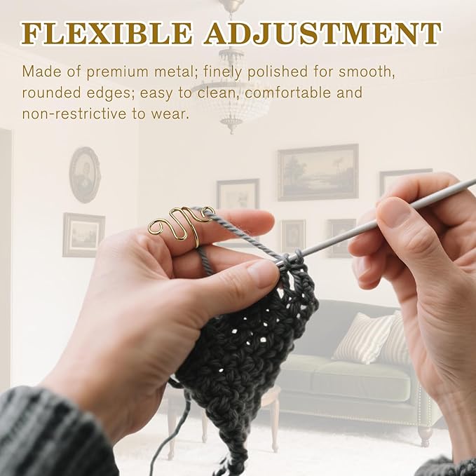 Ceemiaa 4pcs Adjustable Peacock-Shape Crochet Yarn Tension Rings – Gold & Rose Red Finger Yarn Guides for Knitting and Crocheting