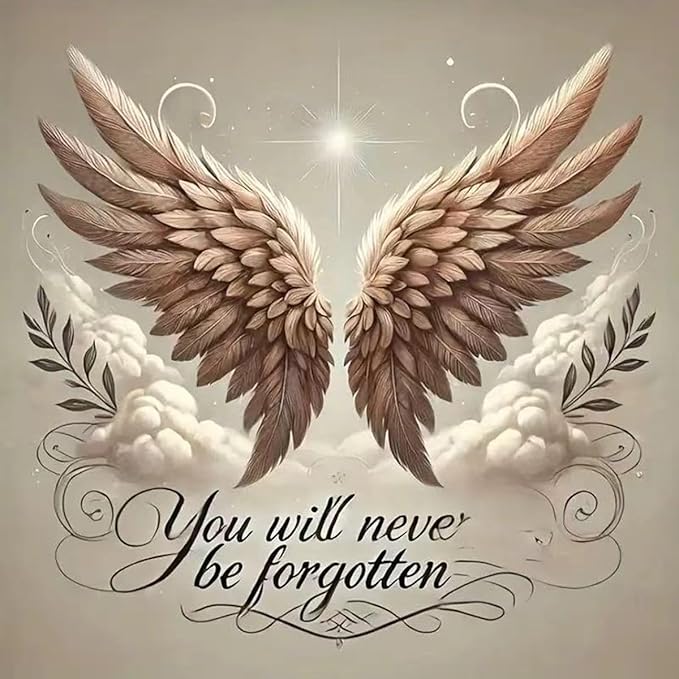 GEMFAMILY Angel Wings 5D Diamond Painting Kits for Adults,Diamond Art Kits for You Will Neve be Forgotten, DIY Round Full Diamond Dots Painting and Craft Gifts for Home Wall Decoration 13.8×13.8Inch