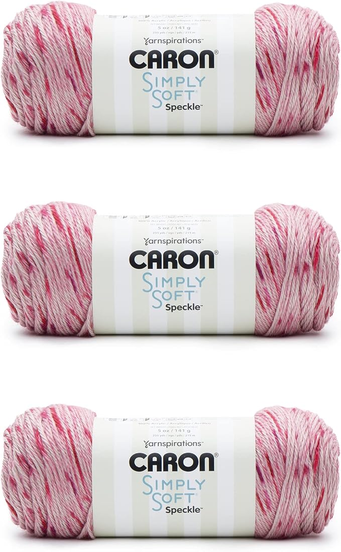 Caron Simply Soft Lipstick Speckle Yarn - 3 Pack of 141g/5oz - Acrylic - 4 Medium (Worsted) - 235 Yards - Knitting/Crochet
