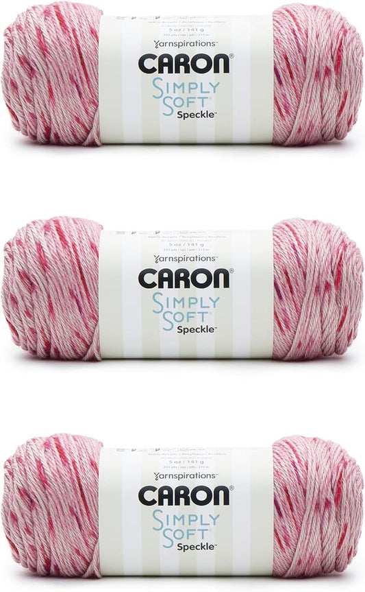 Caron Simply Soft Lipstick Speckle Yarn - 3 Pack of 141g/5oz - Acrylic - 4 Medium (Worsted) - 235 Yards - Knitting/Crochet