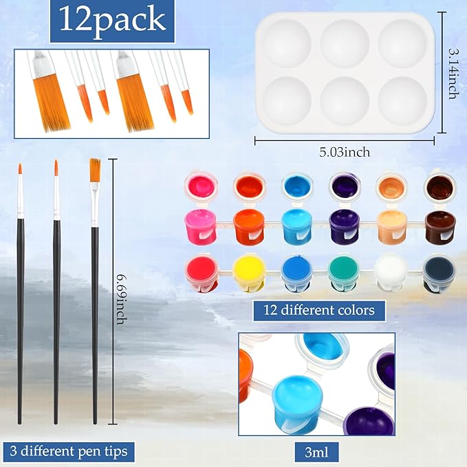 Ctosree 12 Pack Pre Drawn Canvas Kit for Painting Sip and Art Paint Kit for Adults Pre Painted Canvas Party Favors for DIY Holiday Party Date Night Gifts(Summer Sunset,10 x 8 Inch)