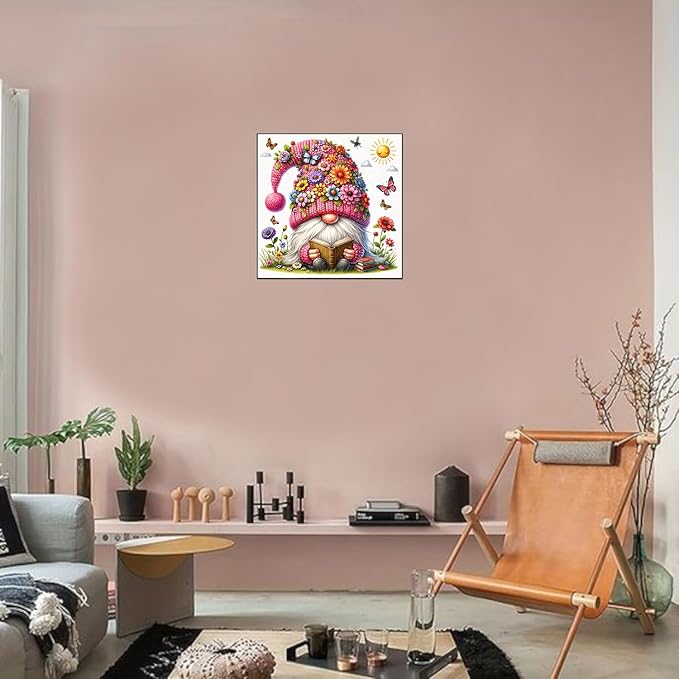 Gnome Stamped Cross Stitch Kits for Adults Beginner, Flowers Counted Cross Stitch Kits Printed Stitching Cute Patterns Dimensions Needlepoint Art Crafts Embroidery Kits for Adults