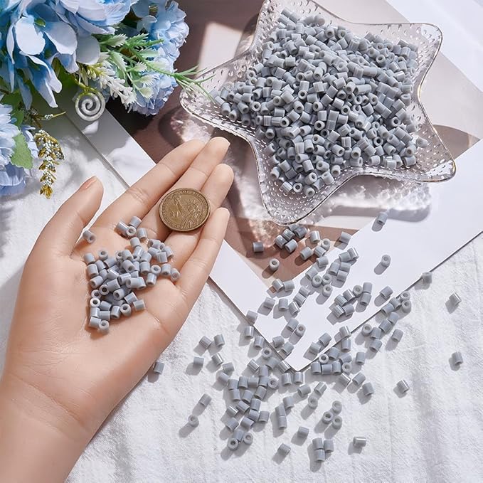 sofpalte 1000pcs grey fuse beads 5mm melting beads with 3mm hole bulk small plastic tube melt compatible hama refills for diy crafts handmade decor holiday christmas birthday gifts adults beginners