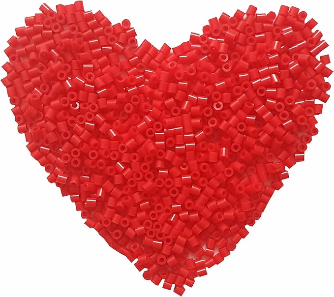 yowamho 6000 pcs beads fuse beads - 5mm red melting beads for crafts, hama beads bulk refill kit.