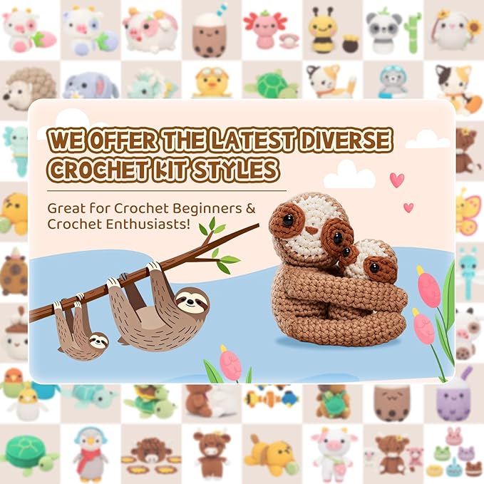 Mewaii Crochet Kit for Beginners with 40% Extra Eco-Friendly Pre-Started Easy Yarn, Step-by-Step Video Tutorials for Adults and Kids (Highland Cattle)