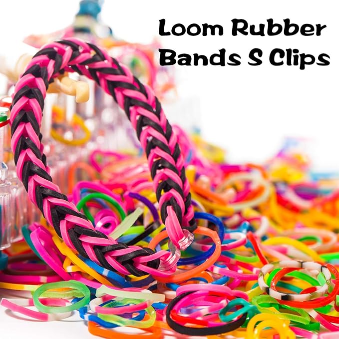 FEPITO 2000 Pcs Loom Rubber Bands S Clips Plastic Band Clips Connectors Refills Kit Clip for Loom Bracelets DIY Making, Clear