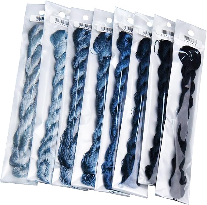Natural Silk Thread for Hand Embroidery, Premium Handmade Embroidery Silk Floss, 8 Assorted Colors, 110m Each, Perfect for Cross Stitch & Needlework Projects（13）