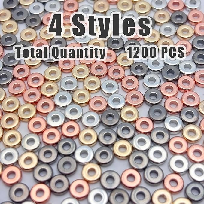ZSFLZS 1200pcs 6mm Flat Round Spacer Beads for Bracelets Making, Heishi Polymer Flat Disc Spacer Bead for Jewelry Making, Spacer Beads for Bracelets Clay Beads for Jewelry Making