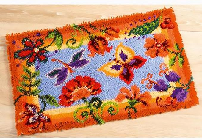 Large Latch Hook Rug Kit for Adults, DIY Crochet Yarn Rugs Tapestry Hooking Needlework Crafts Arts with Color Preprinted Pattern Embroidery for Home Decor,Dreamy Garden