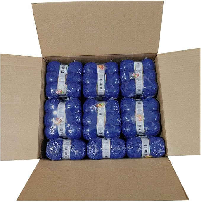 Cotton Chainette Yarn,Value Pack: 135 Skeins (45 Packs × 3) | 3.52oz/100g, 172yds/158m per Skein | Total 475oz (Sapphire Blue-45pack)