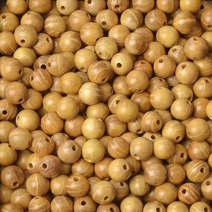 6mm Massive Beads Natural Wooden Round Loose Beads Jewelry Making with Thread 200 PCS(Golden Wood, 6mm)