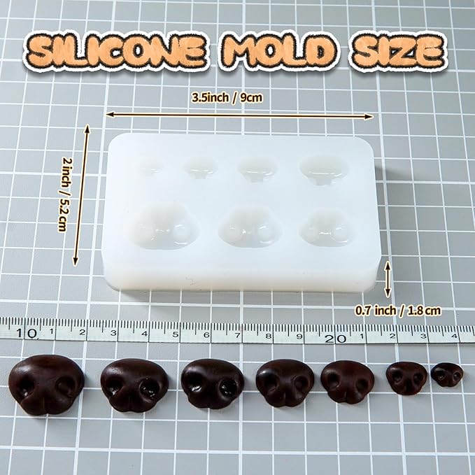 Nuvretk 7 Cute Silicone Molds for Needle Felting - Dog Nose Shapes for Stuffed Animals, DIY Crafts, and Accessories (Triangle)