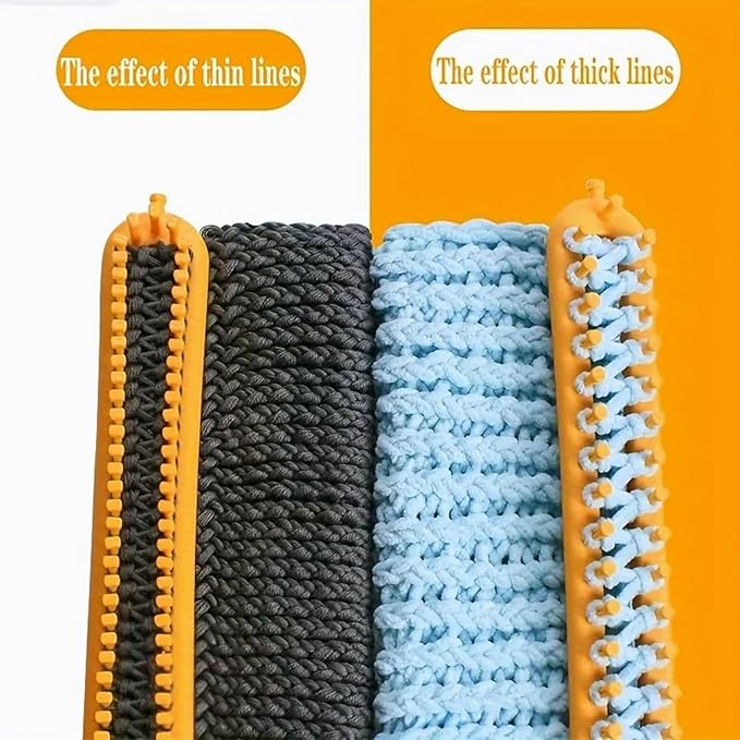 Dense Teeth Rectangle Knitting Looms，Plastic Weaving Looms Set，Weaving Loom，Scarf Hats Making Tools，DIY Crocheting Handmade Craft Kit with a Crochet Hook and Needle for Knitting Lovers，36 cm (Yellow)