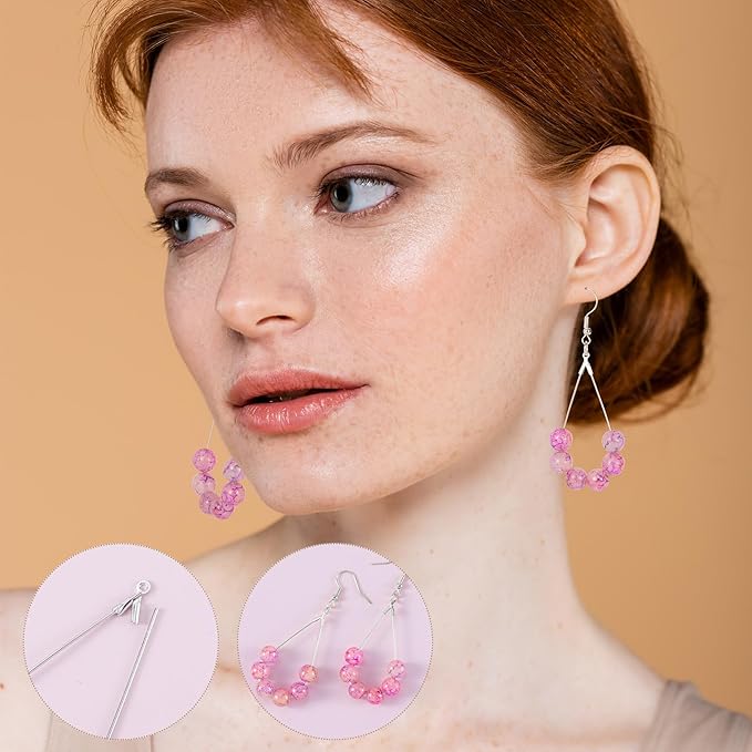 OIIKI 700pcs Hypoallergenic Earring Making Kit - Silver Plated Hooks, Beading Hoops, Clear Rubber Backs, Jump Rings