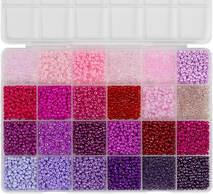 Purple Color 3mm Seed Beads, 5200Pcs Glass Seed Beads Kit with Storage Box for DIY Necklace Bracelet Crafts