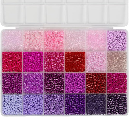 Purple Color 3mm Seed Beads, 5200Pcs Glass Seed Beads Kit with Storage Box for DIY Necklace Bracelet Crafts