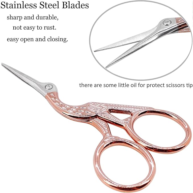 BIHRTC 3.6 Inch Embroidery Scissors Small Precision Embroidery Scissors Stainless Steel Crafting Shears for Needlework Threading Sewing Handcraft Crochet Artwork DIY Tools