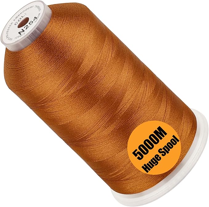 New brothread - Single Huge Spool 5000M Each Polyester Embroidery Machine Thread 40WT for Commercial and Domestic Machines - Hazel(Janome Color)