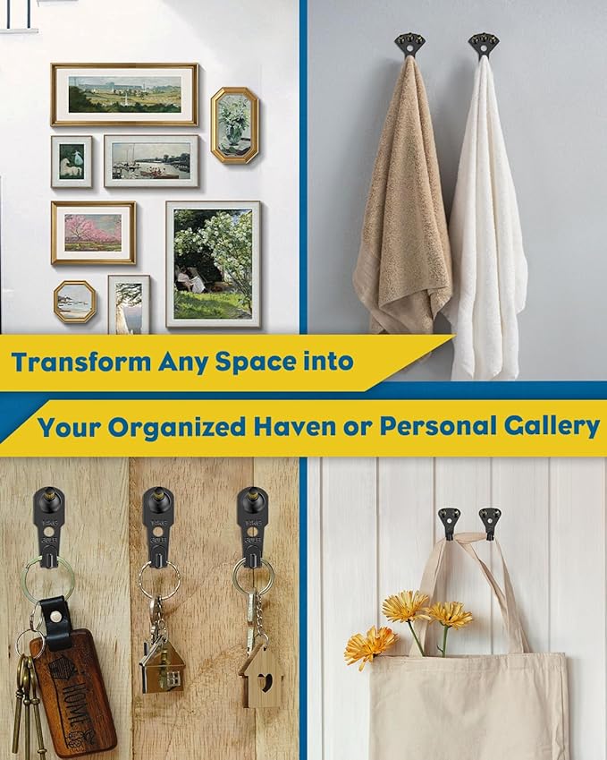Uniclife 152 Pcs Picture Hanging Kit, 10 lb, 20 lb, 30 lb, 50 lb, 75 lb, 100 lb Heavy Duty Picture Hangers for Drywall & Wood, Picture Hanging Hooks for Hanging Photos Mirrors Paintings,Black