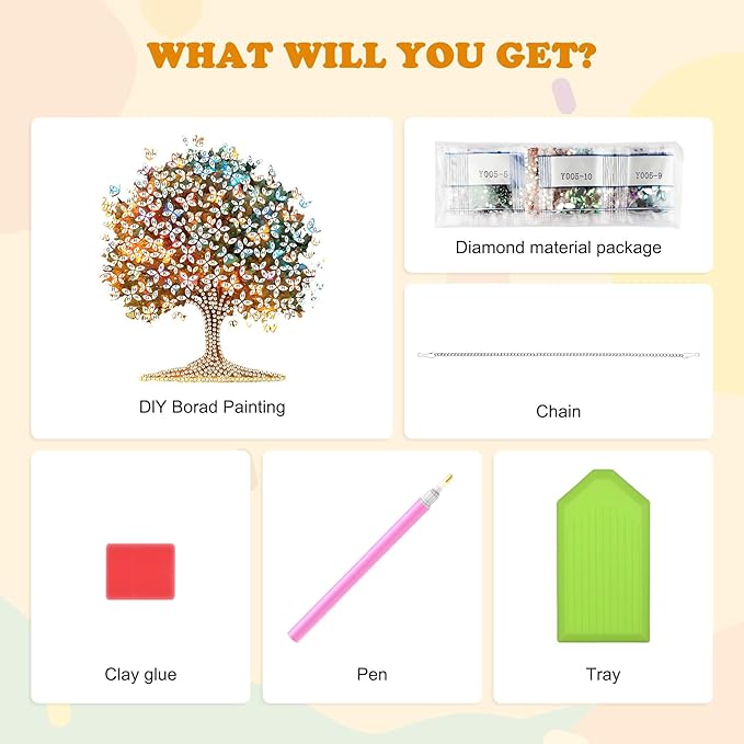 HEIBAGO Tree of Life Diamond Art Hanging Kits for Adults,Butterfly Diamond Art Suncatchers,5D Special Shape Diamond Painting Pendant,DIY Window Ornament Gifts for Home Garden Door Wall Decor 8.3x8.3In