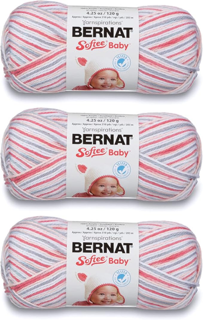 Bernat Softee Baby Princess Pebbles Yarn - 3 Pack of 120g/4.25oz - Acrylic - 3 DK (Light) - 310 Yards - Knitting/Crochet