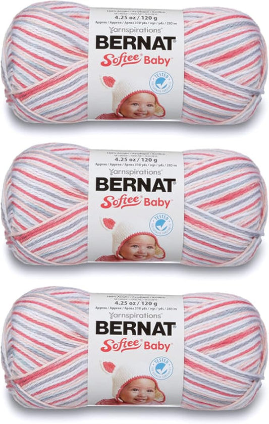 Bernat Softee Baby Princess Pebbles Yarn - 3 Pack of 120g/4.25oz - Acrylic - 3 DK (Light) - 310 Yards - Knitting/Crochet