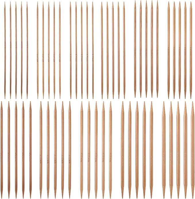55 PCS Double Pointed Knitting Needles Set, 11 Sizes Wooden Bamboo Knitting Needles Kit, 13cm/5.1in Wood Straight Crochet Needle for Beginners Making Sweater Scarf Sock Shawl Weave