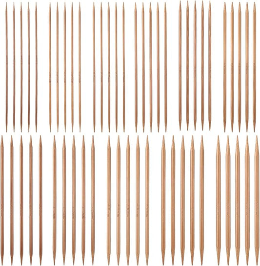 55 PCS Double Pointed Knitting Needles Set, 11 Sizes Wooden Bamboo Knitting Needles Kit, 13cm/5.1in Wood Straight Crochet Needle for Beginners Making Sweater Scarf Sock Shawl Weave
