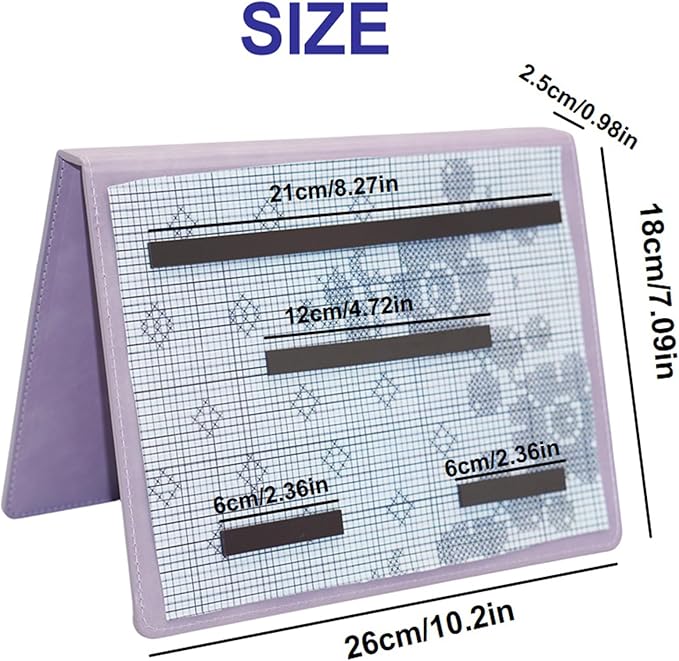 Cowenhey Knitting Pattern Holder with Pocket, Knitting Chart Holder with 4 Replacement Magnets, Holder Foldable Knitting Chart Keeper for Fixed Crochet Pattern on Knitting Pattern (Purple)