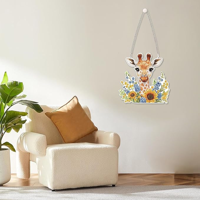 MOGTAA Deer Diamond Art Hanging Pendant Kits, 5D Special Shape Diamond Art Kits for Adults, Crystal Rhinestones Sunflowers Diamond Painting Gem Art for Home Garden Wall Decor