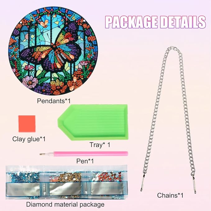 Tontut Hanging Decorations Diamond Painting Kits, Window Pendant DIY Butterfly Flower Diamond Painting, Special Shape Diamonds Art Home Wall Garden Window Decoration