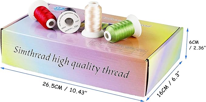 Simthread 40 Colors 40 Weight Polyester Embroidery Machine Thread Kit 550Y(500M) Compatible with Brother Babylock Janome Singer Husqvarna Bernina Embroidery and Sewing Machines