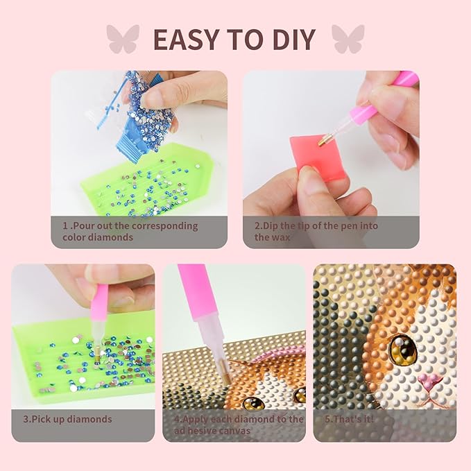FlyingMage 5D Diamond Art Painting Kits with Wooden Frame, Cute DIY Diamond Art Mosaic Kits for Adults Women Teen, Kawaii Diamond Crafts Arts Full Drill Diamond Dots (Brown Mona Lisa)