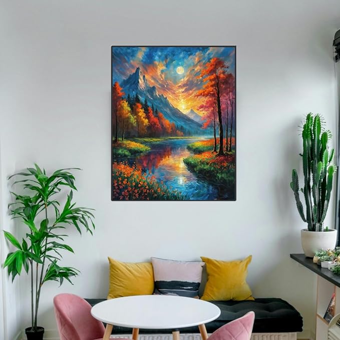 ldazao Mountain Paint by Numbers Kit for Adults Beginner Landscape Adult Paint by Number Kits On Canvas Adults' Paint-by-Number Oil Painting Kits for Gift Home Wall Decor 16x20 Inch