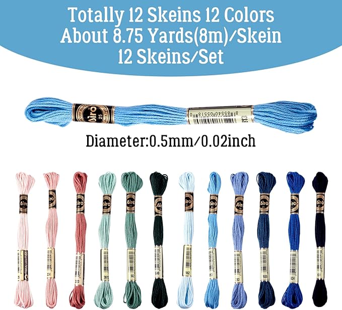 FASHEWELRY 105 Yards Crewel Cross Stitch Floss for Jewelry Making, 1mm Polyester Embroidery Floss Thread Embroidery Thread Bulk for Bracelet Knitting Stitch Supply (Rainbow)