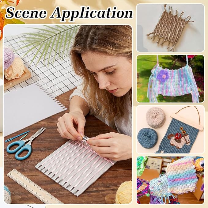 FINGERINSPIRE 24PCS Cardboard Weaving Loom Kit 7.87x11.8inch Gray Paper Weaving Board with Gears Portable Craft Loom for Beginner Knitting Sewing Crochet Travel Tapestry Making DIY Projects
