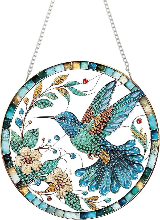 AIBOERL Diamond Art Hanging Kit for Adult,Special Shaped Rhinestone,Double Sided 5D DIY Acrylic Diamond Art Painting Window Pendants Home Garden Wall Hanging Kits Hanging Ornament (Bird)