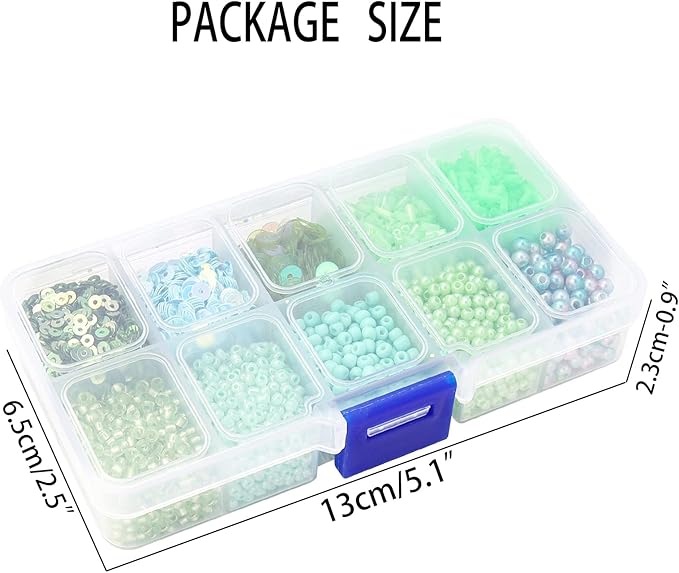 Assorted Beads for Jewelry Making, Glass Seed Bugle Tube Beads Loose Sequins Multiple Sizes for Crafts Sewing Jewelry Making