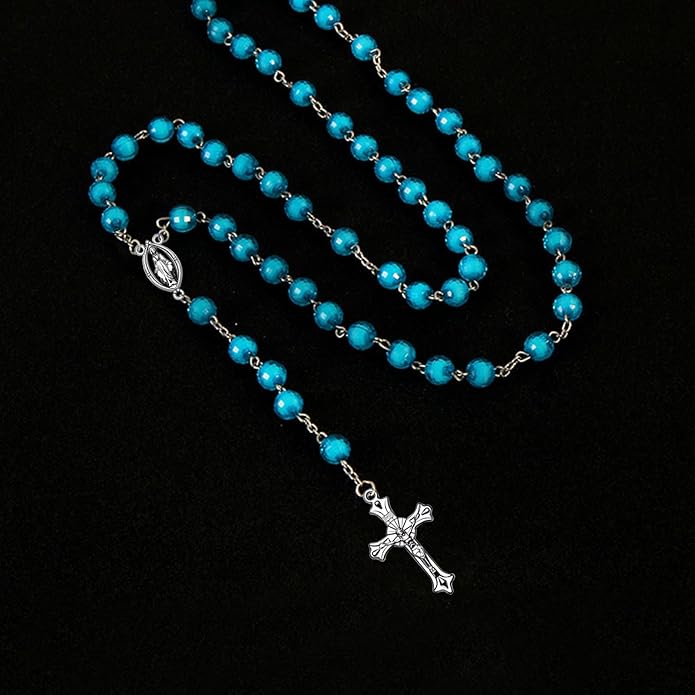 30Pcs/15Sets Alloy Rosary Kits Cross and Center Medal Charms Oval Catholic Jesus Maria Links Pendant for Diy Jewelry Making Supplies