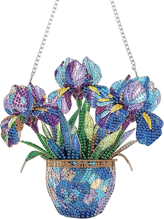 AIBOERL Diamond Art Hanging Kit for Adult,Special Shaped Rhinestone,Double Sided 5D DIY Acrylic Diamond Art Painting Window Pendants Home Garden Wall Hanging Kits Hanging Ornament (Flower)