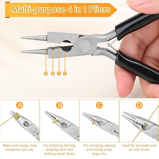 Modacraft 18 Gauge Gold Jewelry Wire & 4-in-1 Pliers Kit - 65FT Tarnish Resistant Copper Craft Wire (1.0mm) for Wire Wrapping, DIY Jewelry Making, Christmas Ornaments & Holiday Decorations